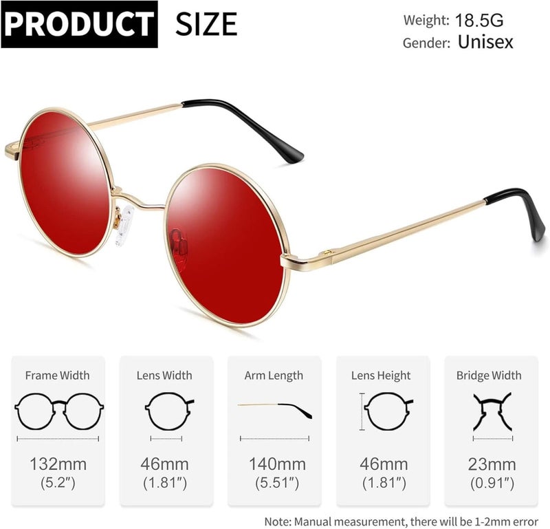 Joopin Hippie Round Sunglasses for Women Men Small Circle Sun Glasses Polarized UV400 Protection - Image 4